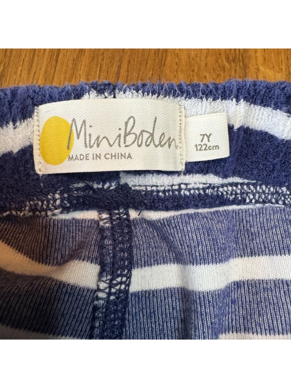 MINI BODEN Toweling Shorts Boys 7 7Y 122cm Blue White Striped Terry Cloth Short - Picture 5 of 7